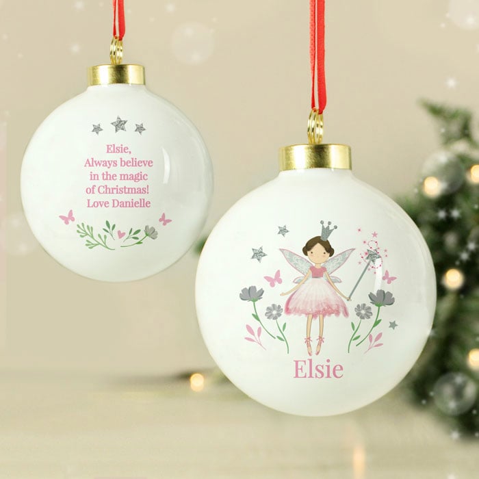 Personalised Fairy Princess Ceramic Christmas Tree Bauble