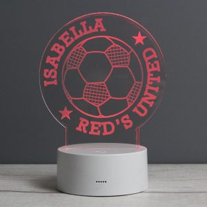 Boy's Personalised Football LED Colour Changing Night Light
