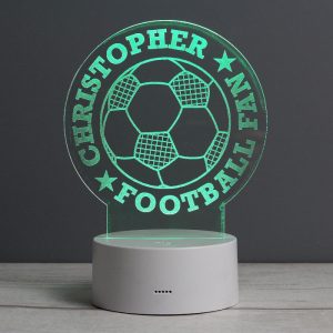 Boy's Personalised Football LED Colour Changing Night Light