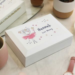 Girl's Personalised Princess Ballerina Wooden Jewellery Box