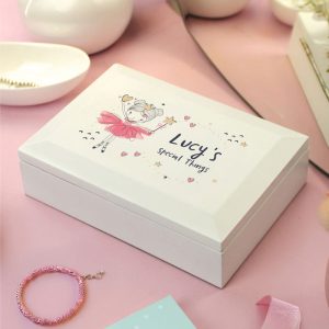 Girl's Personalised Princess Ballerina Wooden Jewellery Box