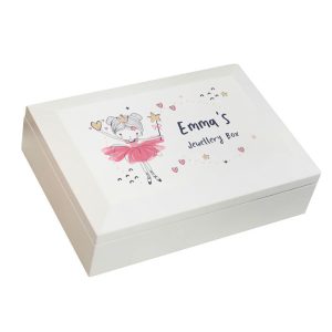 Girl's Personalised Princess Ballerina Wooden Jewellery Box