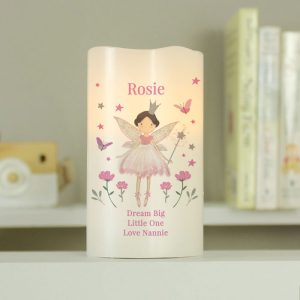 Girl's Personalised Fairy Princess Night Light LED Candle