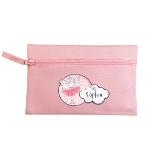 Girl's Personalised Fairy Princess Pink School Pencil Case