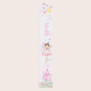 Girl's Pink Personalised Fairy Princess Growth Height Chart
