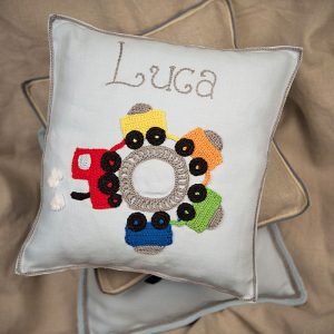 Boy's Personalised Crocheted Nursery Cushion Various Designs