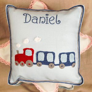 Boy's Personalised Crocheted Nursery Cushion Various Designs