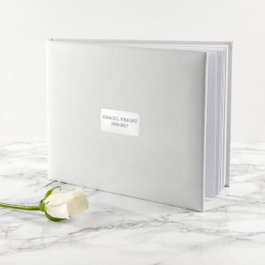 Personalised White Leather In Memoriam Book