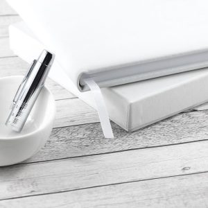 Personalised White Leather In Memoriam Book