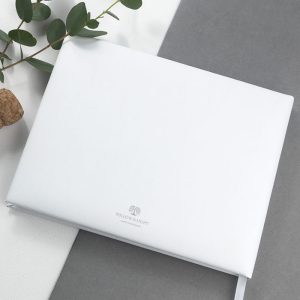 Personalised White Leather In Memoriam Book