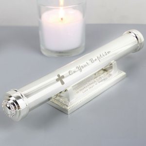 Personalised Silver Plated Baptism Certificate Holder