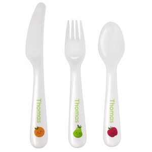 Personalised Healthy Eating Plastic Toddler Cutlery Set