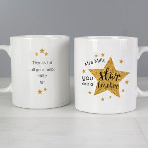 Personalised Star Teacher Ceramic Mug Christmas Gift