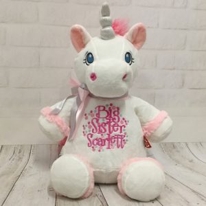 Personalised Big Sister Cubbies White Unicorn Soft Toy Teddy