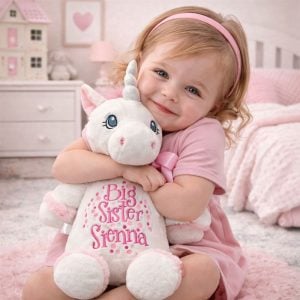 Personalised Big Sister Cubbies White Unicorn Soft Toy Teddy