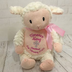Personalised Embroidered Cubbies Christening Lamb Toy