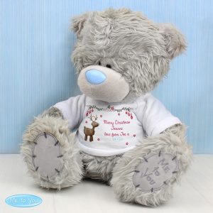 Personalised Tatty Teddy Christmas Bear In Reindeer T Shirt