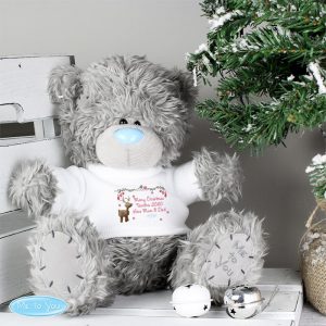 Personalised Tatty Teddy Christmas Bear In Reindeer T Shirt
