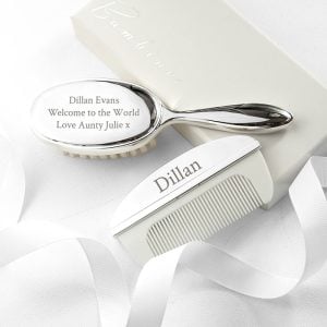 Personalised Silver Plated Baby Brush And Comb Gift Set