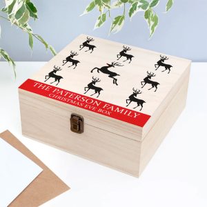 Personalised Wooden Reindeer Family Christmas Eve Box