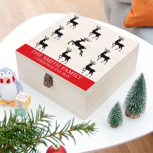Personalised Wooden Reindeer Family Christmas Eve Box