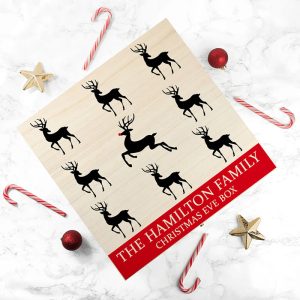 Personalised Wooden Reindeer Family Christmas Eve Box