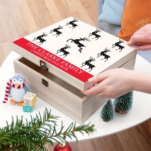 Personalised Wooden Reindeer Family Christmas Eve Box