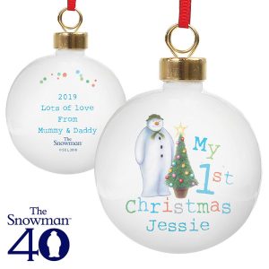 Personalised 'The Snowman' My 1st Christmas Tree Bauble