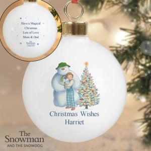 Personalised Snowman & Snowdog Christmas Tree Bauble