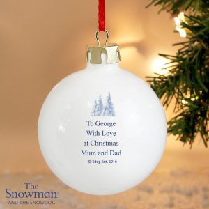 Personalised The Snowman & The Snowdog Christmas Tree Bauble