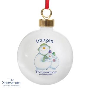 Personalised The Snowman & The Snowdog Christmas Tree Bauble