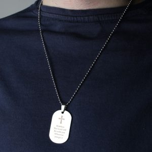 Personalised Stainless Steel Dog Tag Christening Necklace