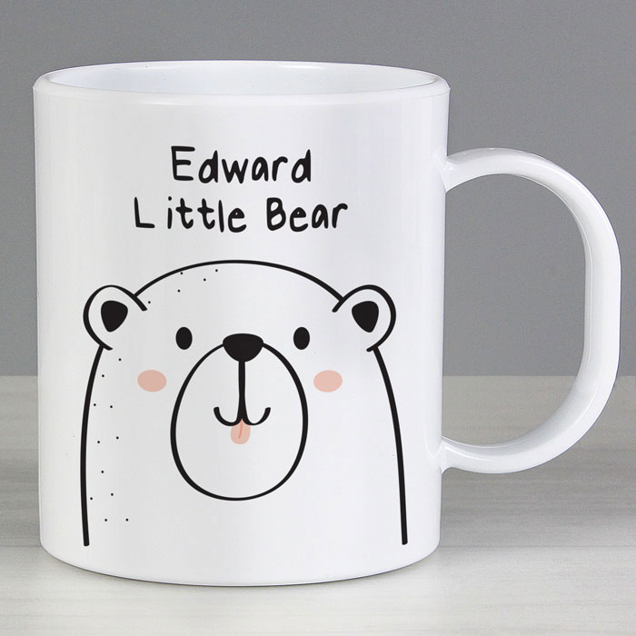 Kid's Personalised Little Bear White BPA-Free Plastic Mug