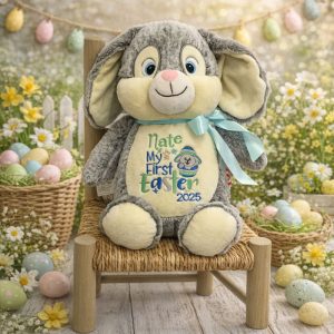 Personalised Grey Cubbies Easter Bunny Soft Toy