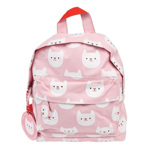 Personalised Girls Pink Cat Backpack School Nursery Bag