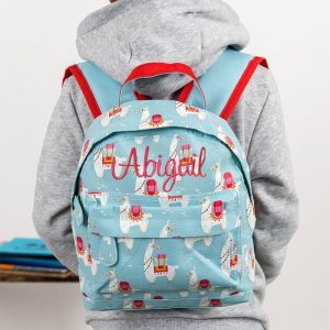 Personalised Blue Llama Backpack School Nursery Bag