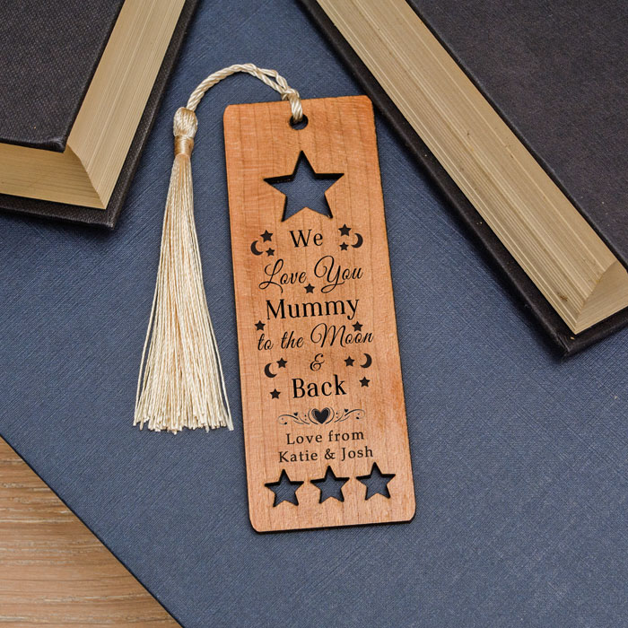 Personalised Wooden Bookmark To The Moon and Back