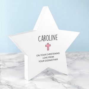 Personalised Wooden Christening Star Keepsake