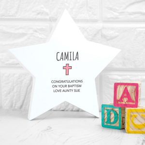 Personalised Wooden Christening Star Keepsake