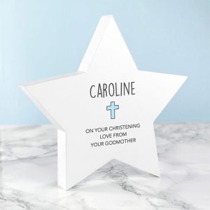 Personalised Wooden Christening Star Keepsake