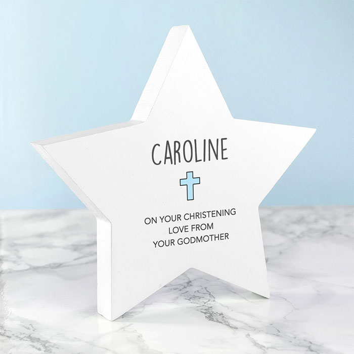Personalised Wooden Christening Star Keepsake