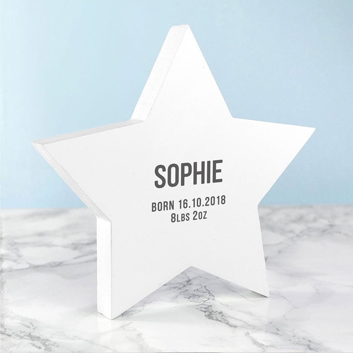 Personalised Wooden Star Baby Keepsake