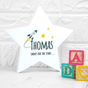 Personalised Rocket to the Stars Wooden Keepsake