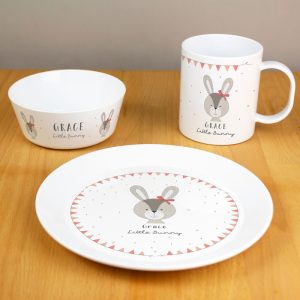Girl's Personalised Little Bunny Breakfast Set Plastic