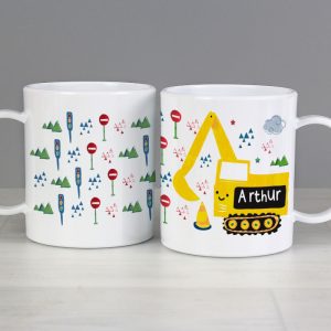 Personalised Digger Plastic Mug Toddler Gift - BPA-Free