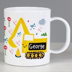 Personalised Digger Plastic Mug Toddler Gift - BPA-Free