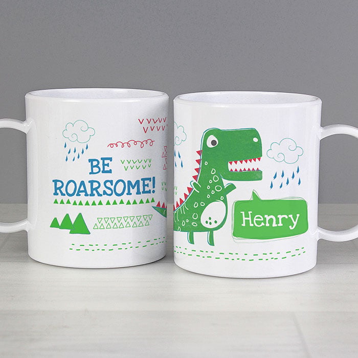 Personalised Be Roarsome Dinosaur Plastic Toddler Mug