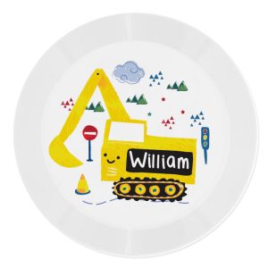 Boy's Personalised BPA-Free Plastic Drop-Proof Digger Plate