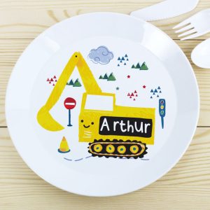 Boy's Personalised BPA-Free Plastic Drop-Proof Digger Plate