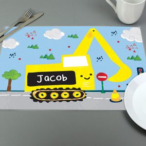 Boy's Wipe-Clean Personalised Digger Placemat